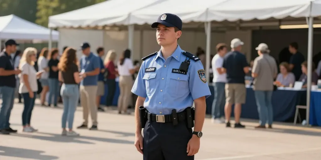 Security Guard ensuring safety at a local event venue.