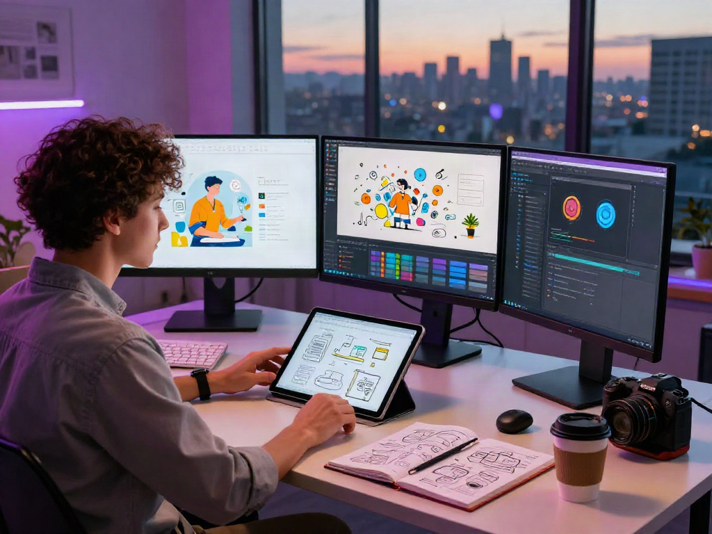 Creating innovative AI nsfw content in a modern creative workspace.